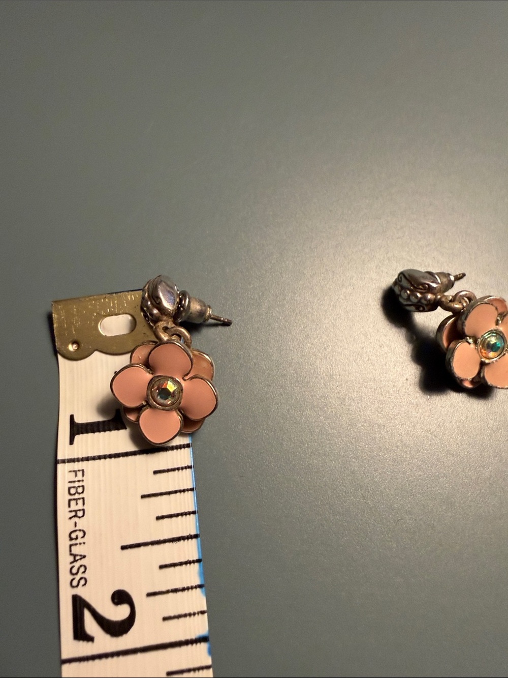 Brighton Peach Enamel Flower Charm with Aurora Crystal Center - Picture 5 of 5